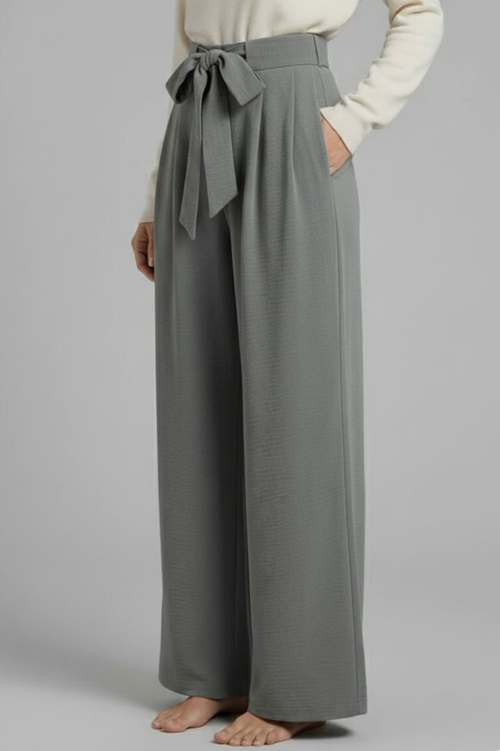 Mia | Women's Tie Waist Palazzo Trousers with Pockets
