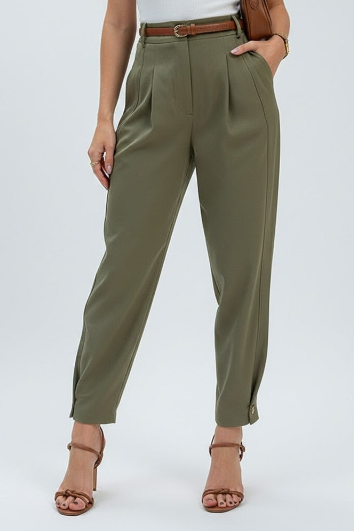 Lena | Women's High Waist Tapered Leg Trousers