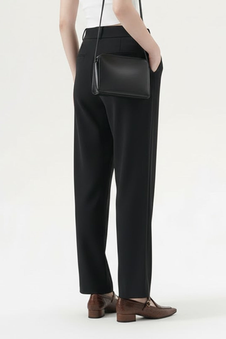 Ferne | Women's Pleated Waist Straight Leg Trousers with Pockets