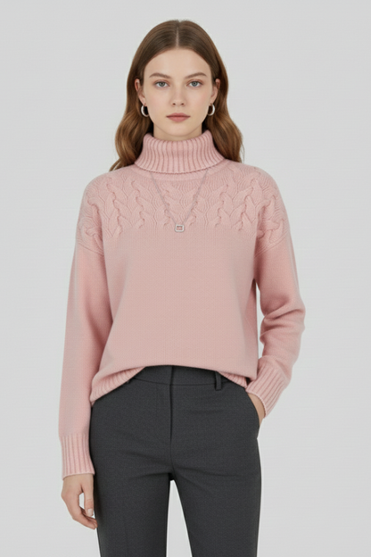 Piper | Women's Turtleneck Cable Pattern Knit Sweater