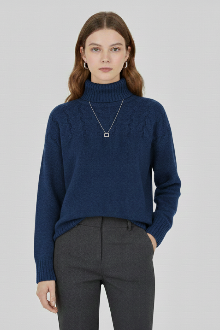 Piper | Women's Turtleneck Cable Pattern Knit Sweater