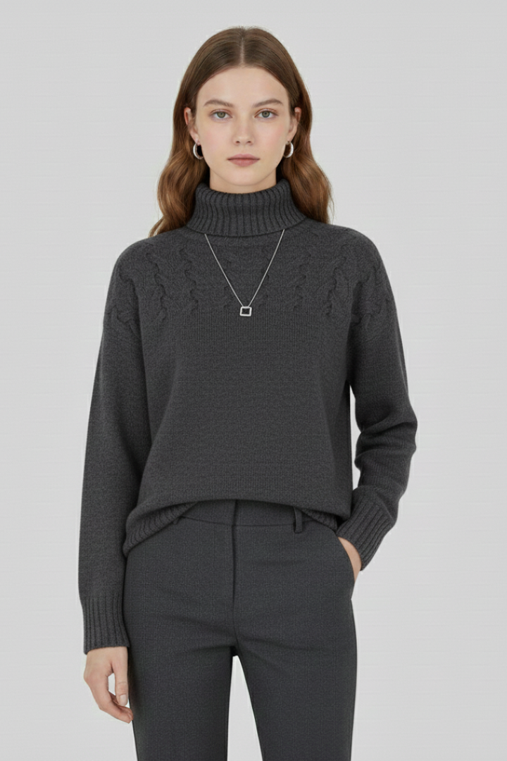 Piper | Women's Turtleneck Cable Pattern Knit Sweater