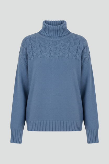 Piper | Women's Turtleneck Cable Pattern Knit Sweater