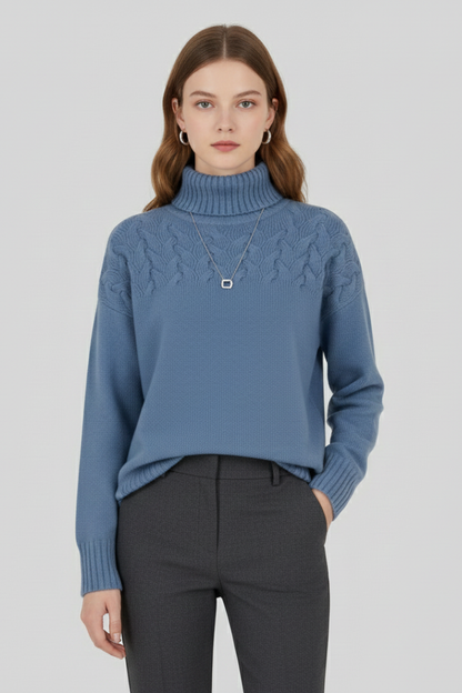Piper | Women's Turtleneck Cable Pattern Knit Sweater