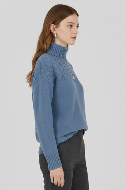 Piper | Women's Turtleneck Cable Pattern Knit Sweater