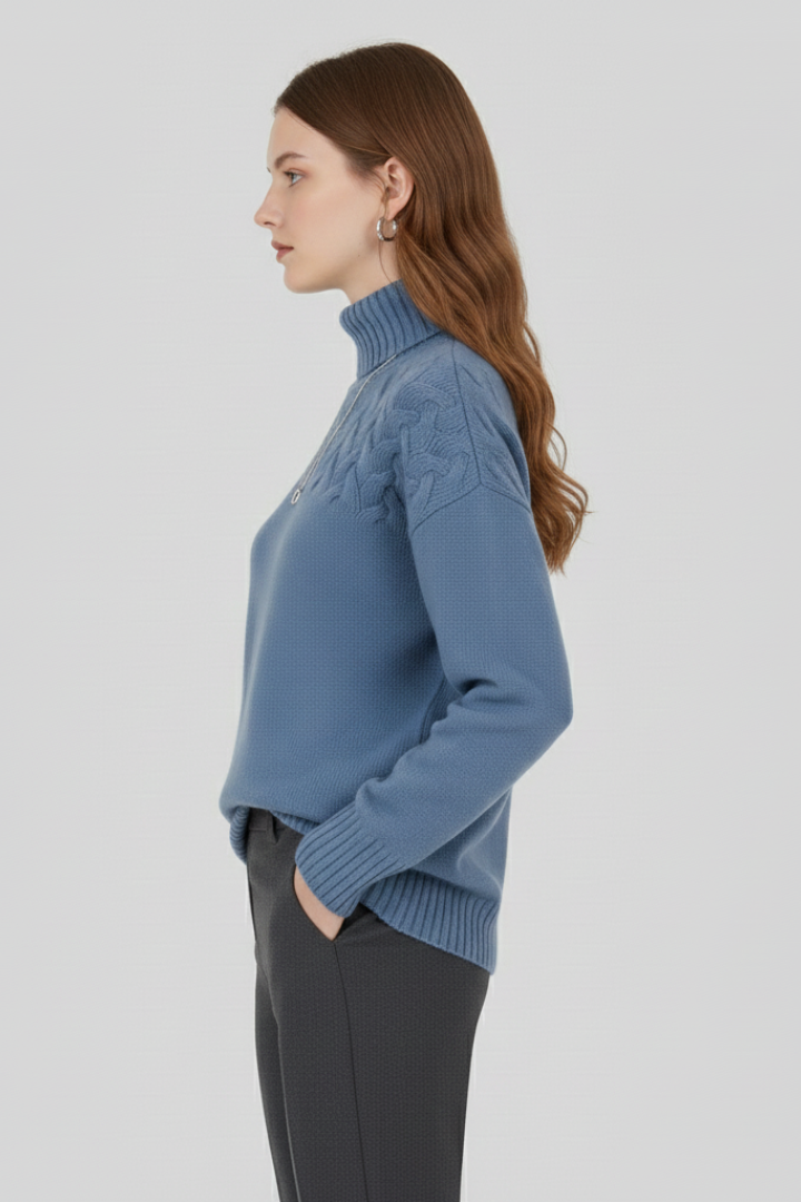 Piper | Women's Turtleneck Cable Pattern Knit Sweater
