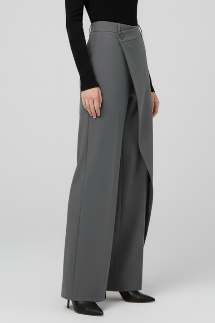 Remi | Women's Asymmetric Front Straight Leg Trousers