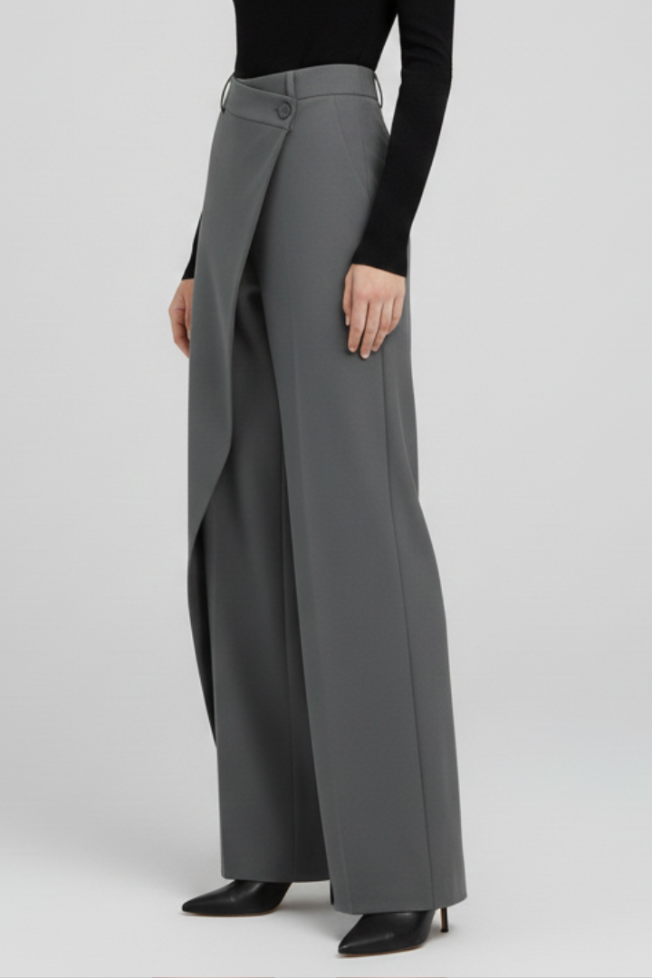 Remi | Women's Asymmetric Front Straight Leg Trousers