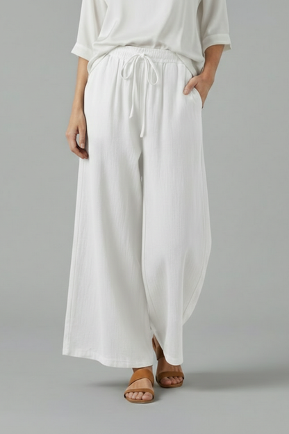 Maren | Women's Drawstring Waist Wide Leg Trousers