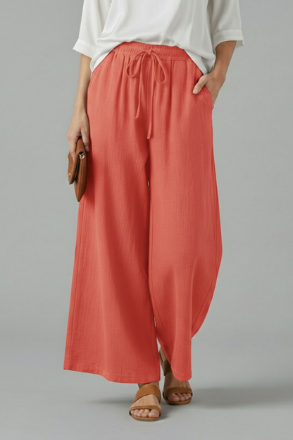 Maren | Women's Drawstring Waist Wide Leg Trousers