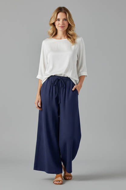 Maren | Women's Drawstring Waist Wide Leg Trousers