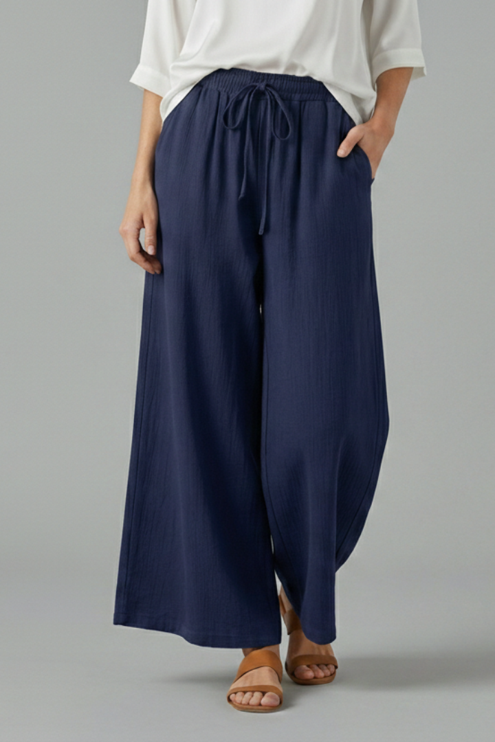 Maren | Women's Drawstring Waist Wide Leg Trousers