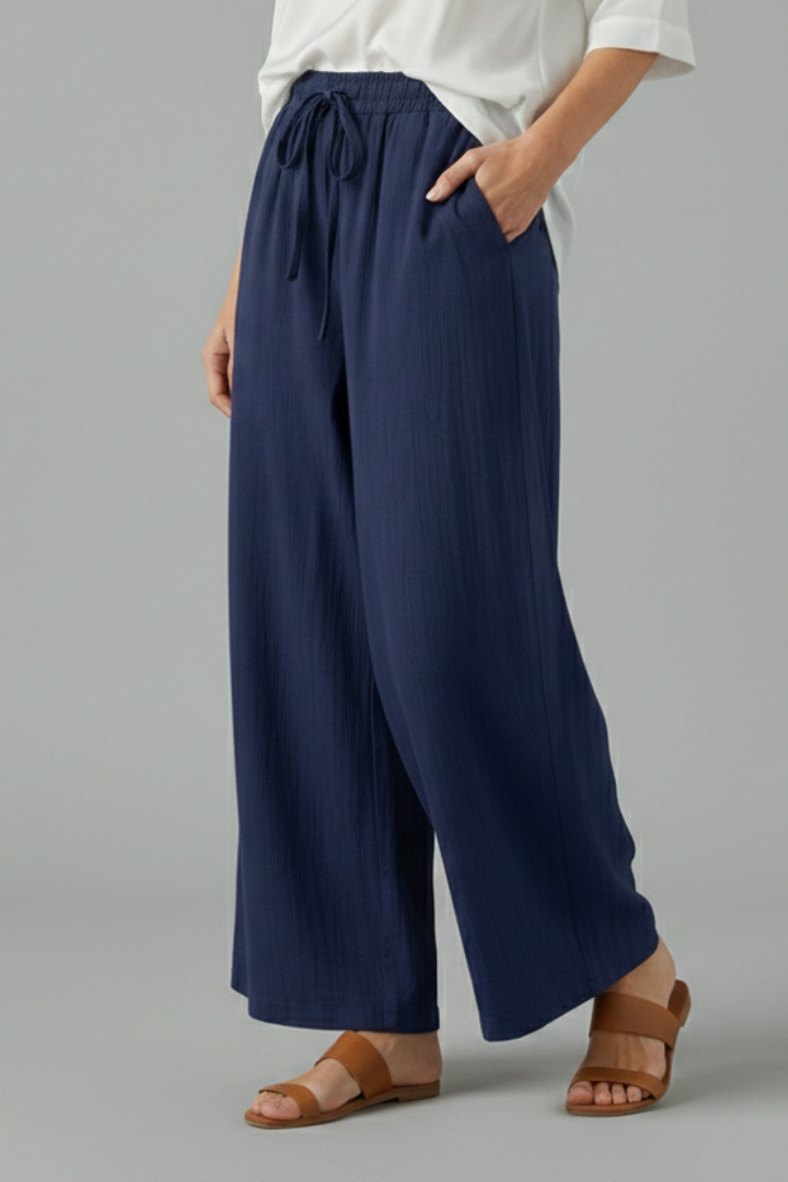 Maren | Women's Drawstring Waist Wide Leg Trousers