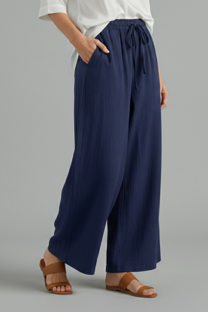 Maren | Women's Drawstring Waist Wide Leg Trousers