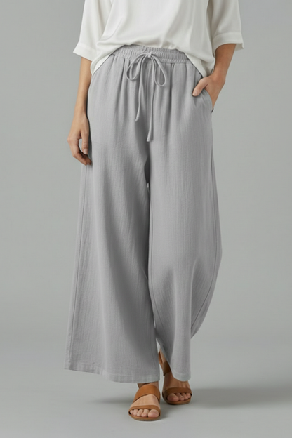 Maren | Women's Drawstring Waist Wide Leg Trousers