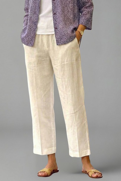 Aria | Women's Elastic Waist Straight Leg Trousers