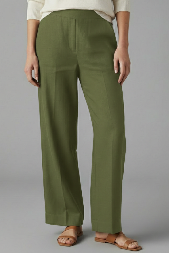 Aria | Women's Elastic Waist Straight Leg Trousers
