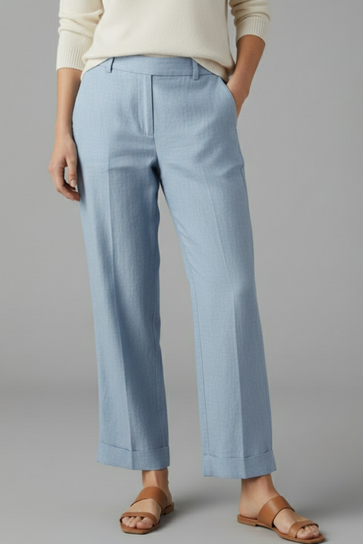 Aria | Women's Elastic Waist Straight Leg Trousers