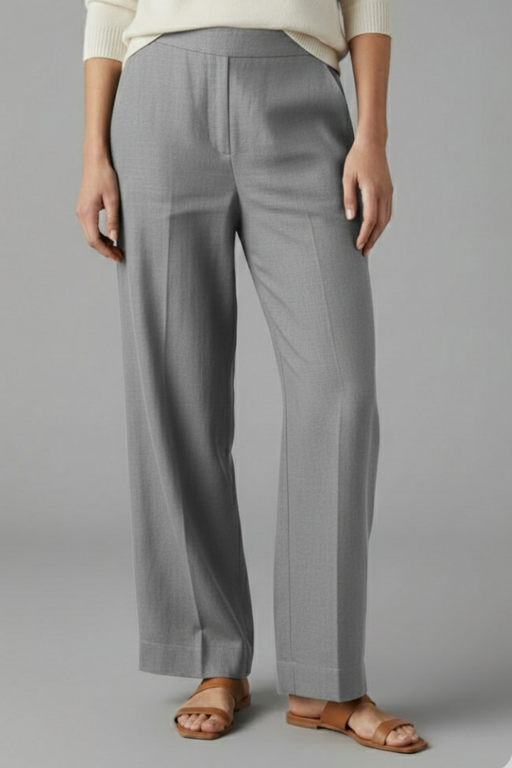 Aria | Women's Elastic Waist Straight Leg Trousers