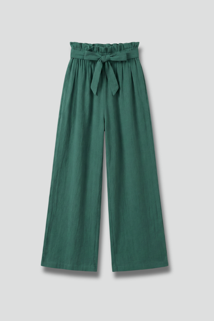 Eden | Women's Elastic Waist Tie Belt Wide Leg Trousers