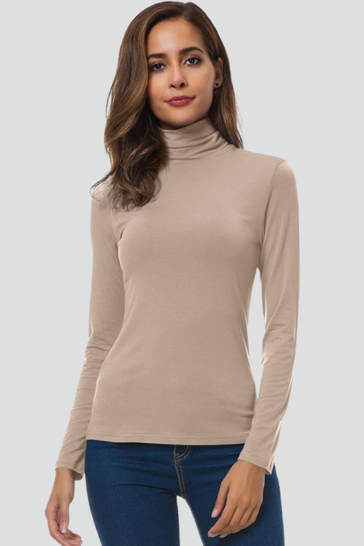 Lyra | Women's Turtleneck Long Sleeve Plain Knit Sweater