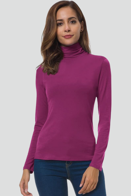 Lyra | Women's Turtleneck Long Sleeve Plain Knit Sweater