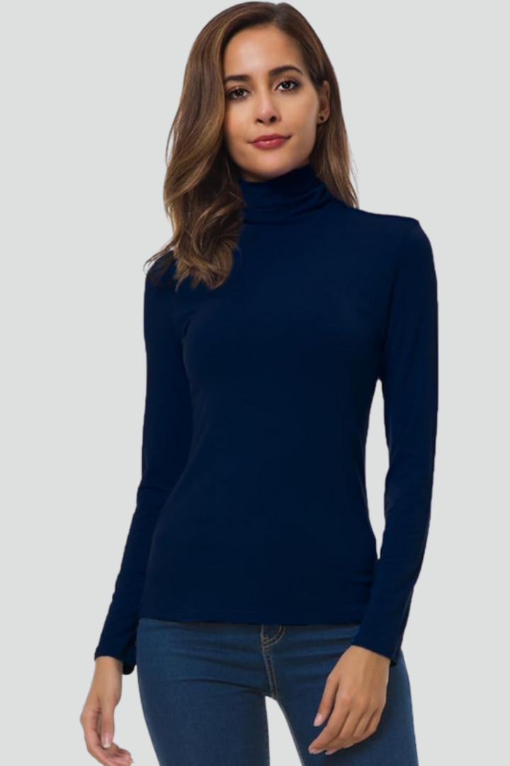 Lyra | Women's Turtleneck Long Sleeve Plain Knit Sweater