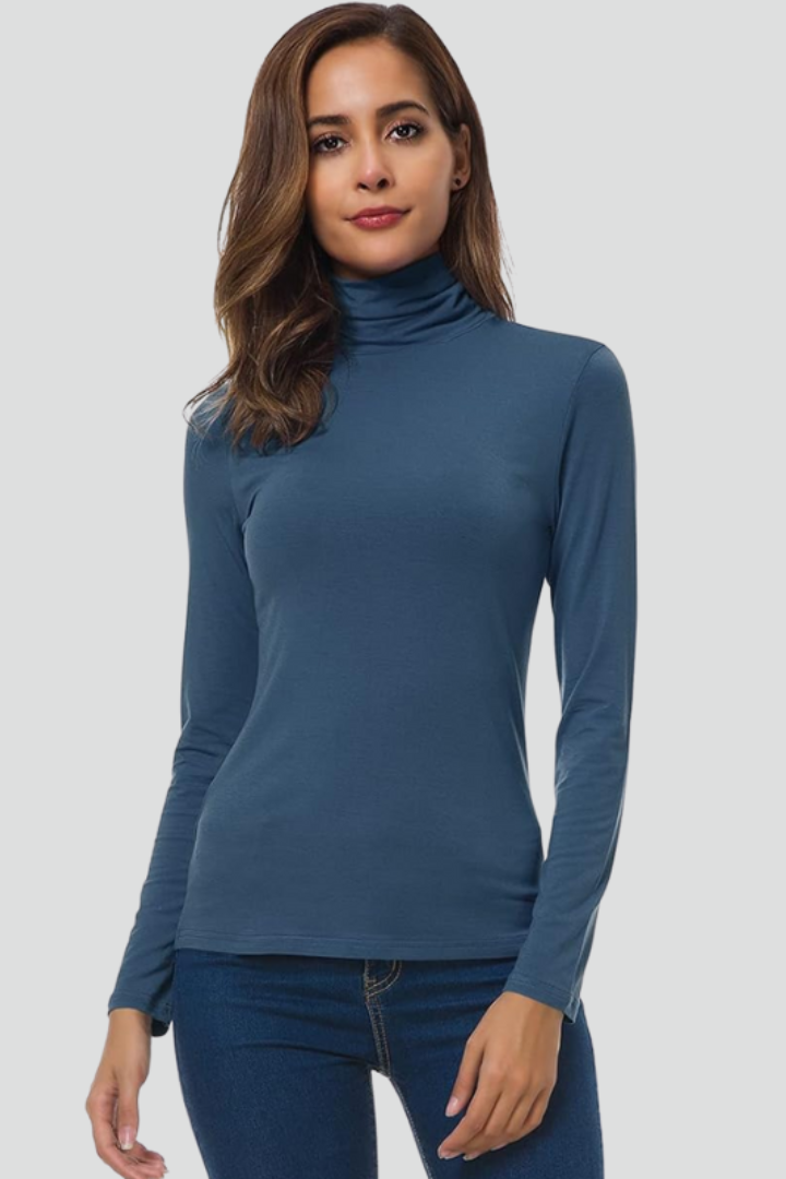 Lyra | Women's Turtleneck Long Sleeve Plain Knit Sweater