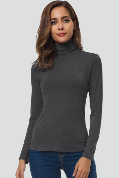 Lyra | Women's Turtleneck Long Sleeve Plain Knit Sweater