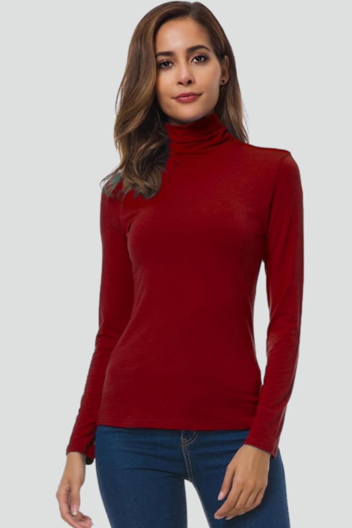 Lyra | Women's Turtleneck Long Sleeve Plain Knit Sweater