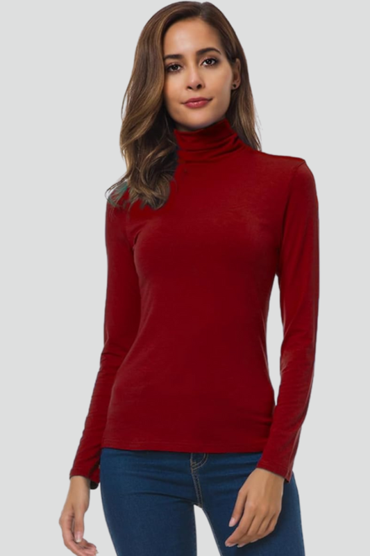 Lyra | Women's Turtleneck Long Sleeve Plain Knit Sweater