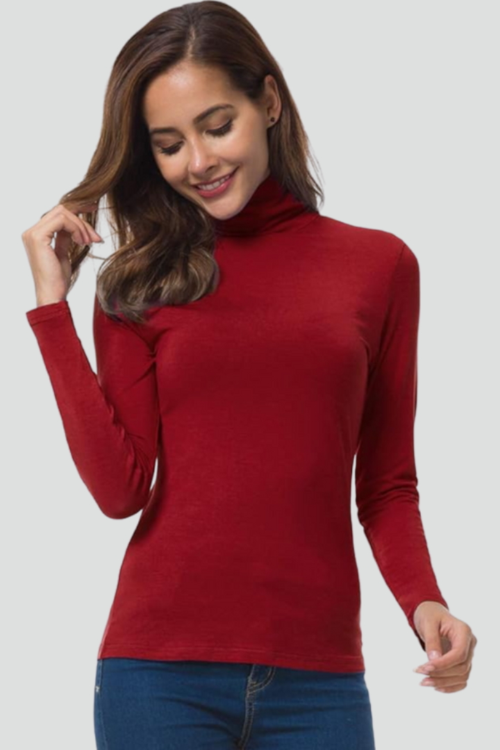 Lyra | Women's Turtleneck Long Sleeve Plain Knit Sweater