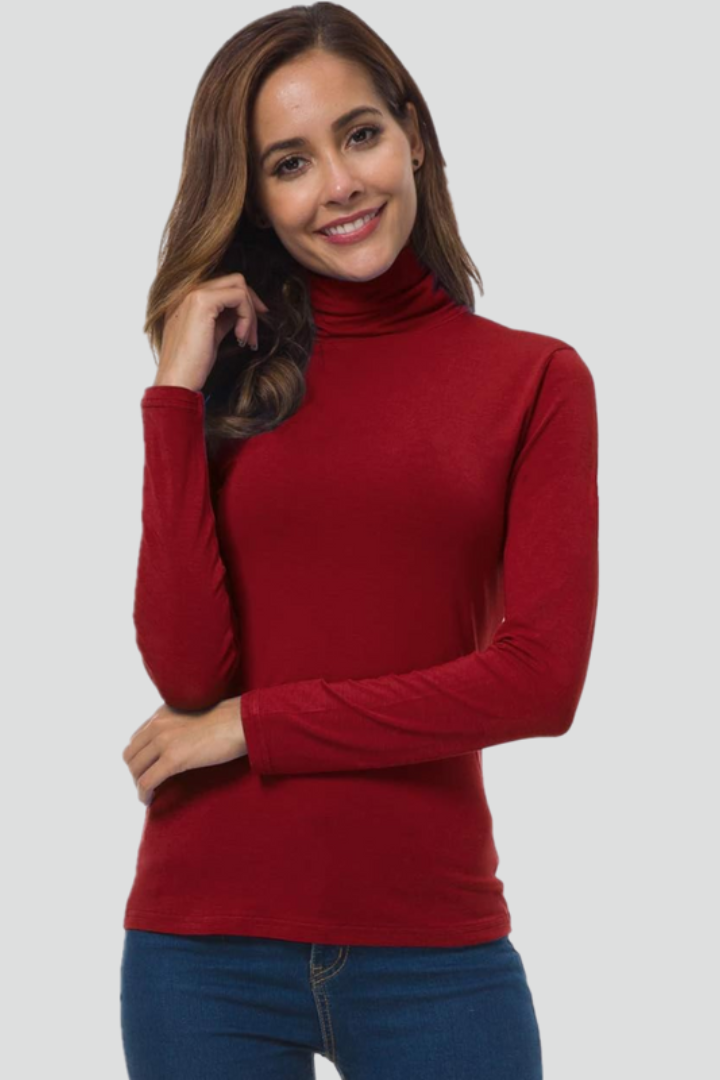 Lyra | Women's Turtleneck Long Sleeve Plain Knit Sweater