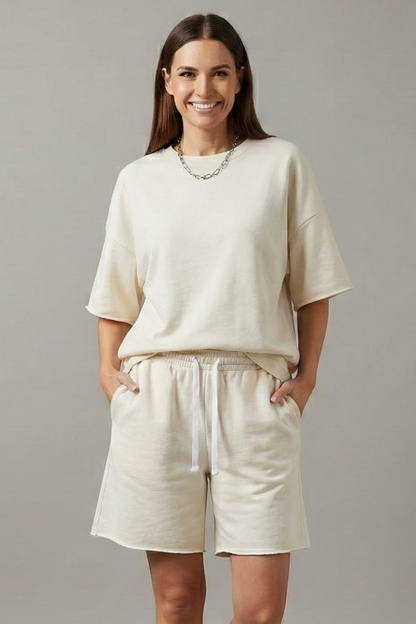 Cali | Women's Crop Top and Drawstring Shorts Two-Piece Set