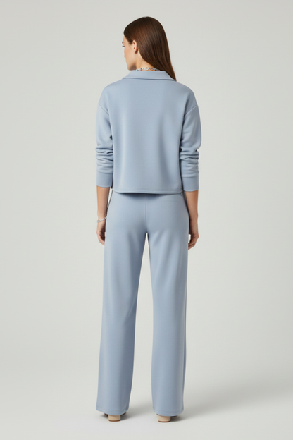 Jade | Women's V-Neck Top and Wide-Leg Pants Set