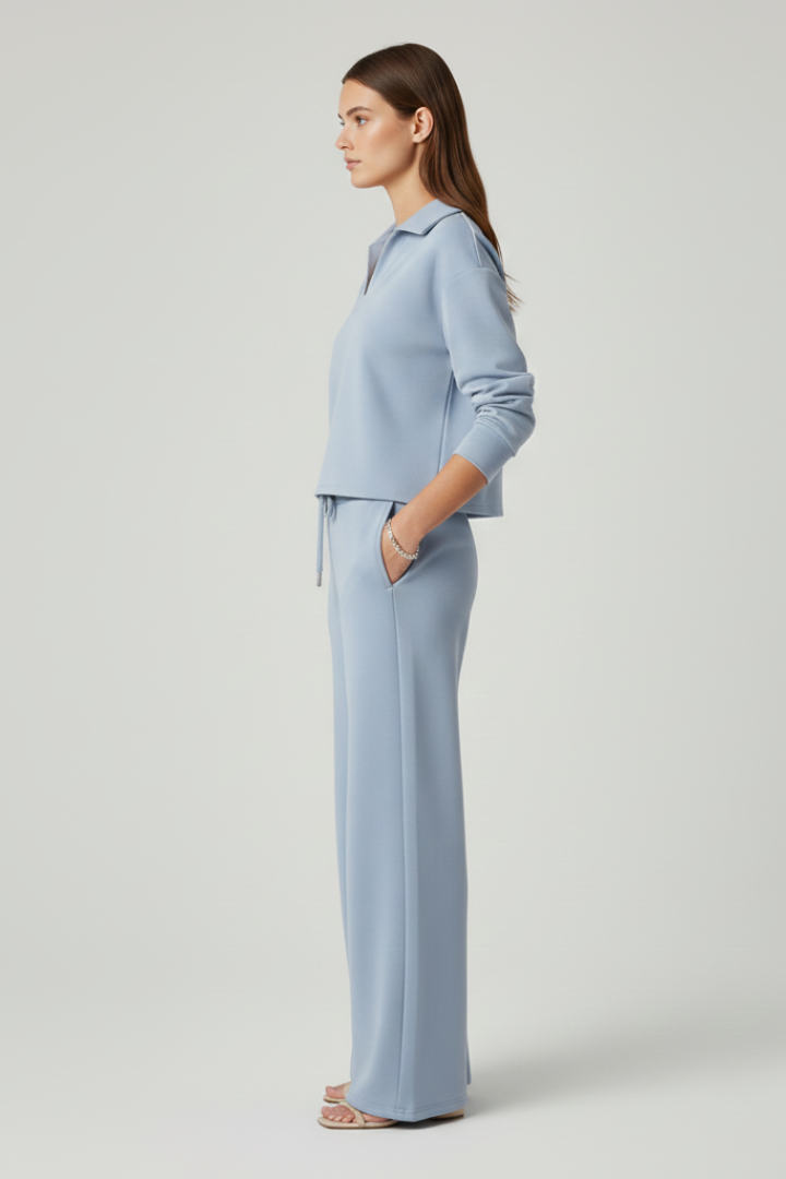 Jade | Women's V-Neck Top and Wide-Leg Pants Set