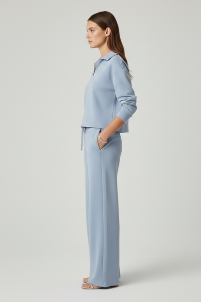 Jade | Women's V-Neck Top and Wide-Leg Pants Set