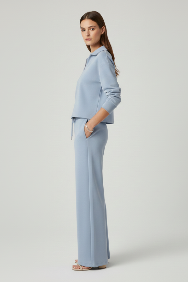Jade | Women's V-Neck Top and Wide-Leg Pants Set