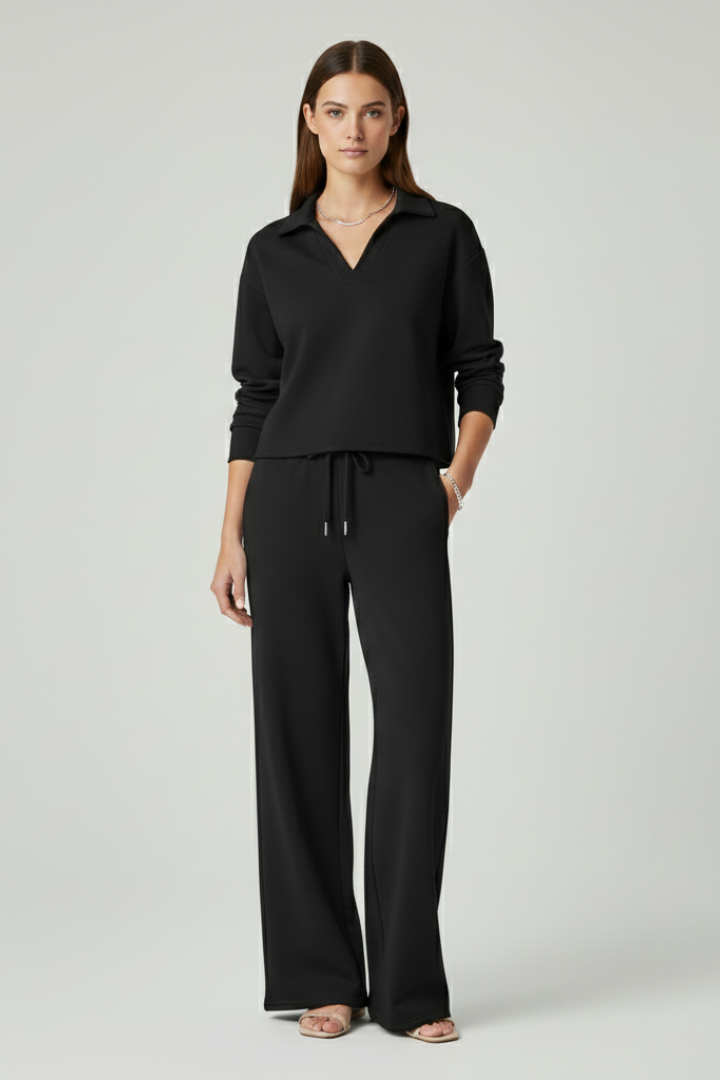 Jade | Women's V-Neck Top and Wide-Leg Pants Set