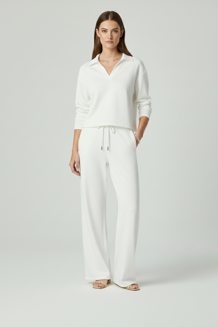 Jade | Women's V-Neck Top and Wide-Leg Pants Set