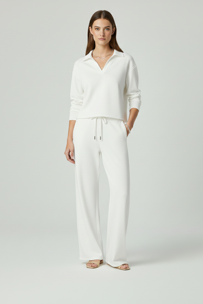 Jade | Women's V-Neck Top and Wide-Leg Pants Set