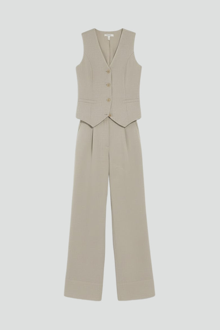 Amber | Women's V-Neck Waistcoat and Wide-Leg Trouser Set