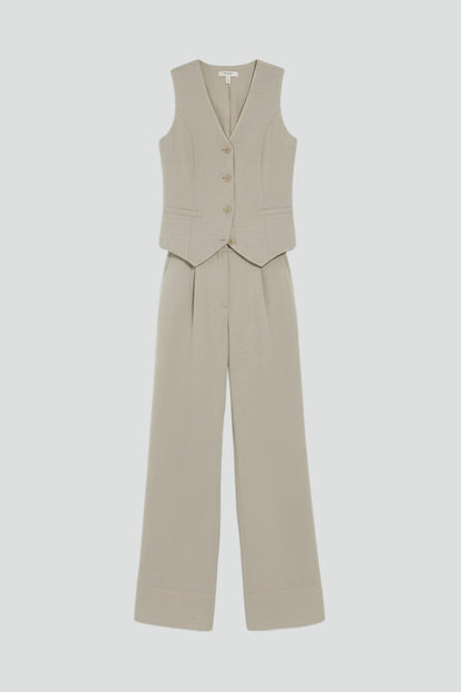 Amber | Women's V-Neck Waistcoat and Wide-Leg Trouser Set