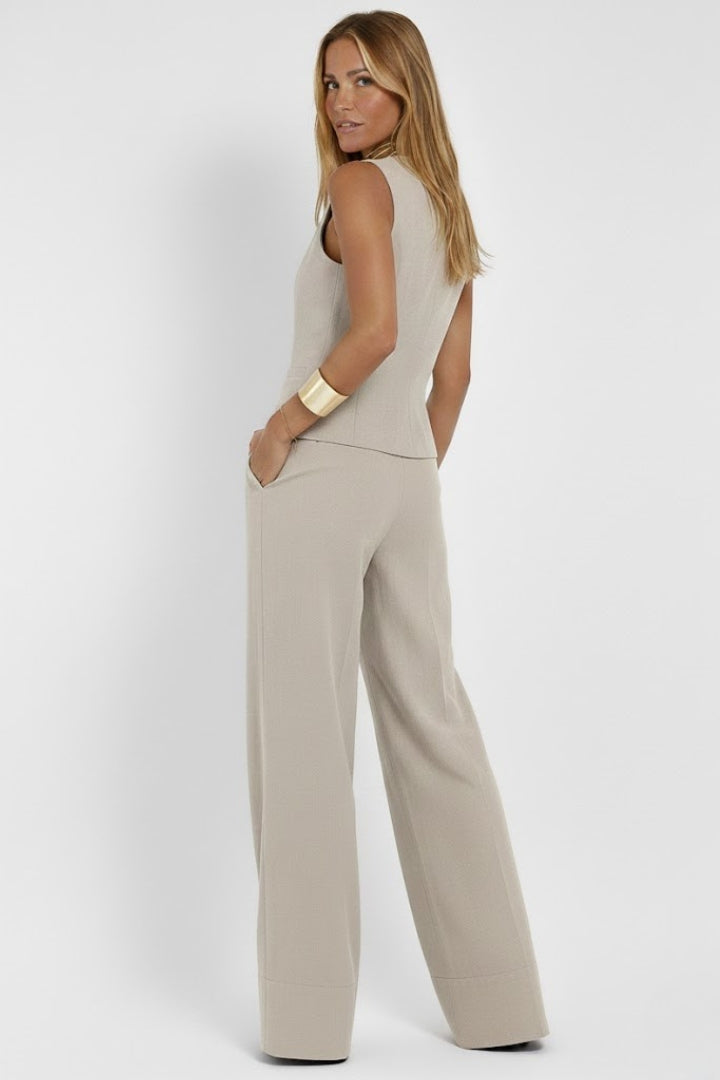 Amber | Women's V-Neck Waistcoat and Wide-Leg Trouser Set