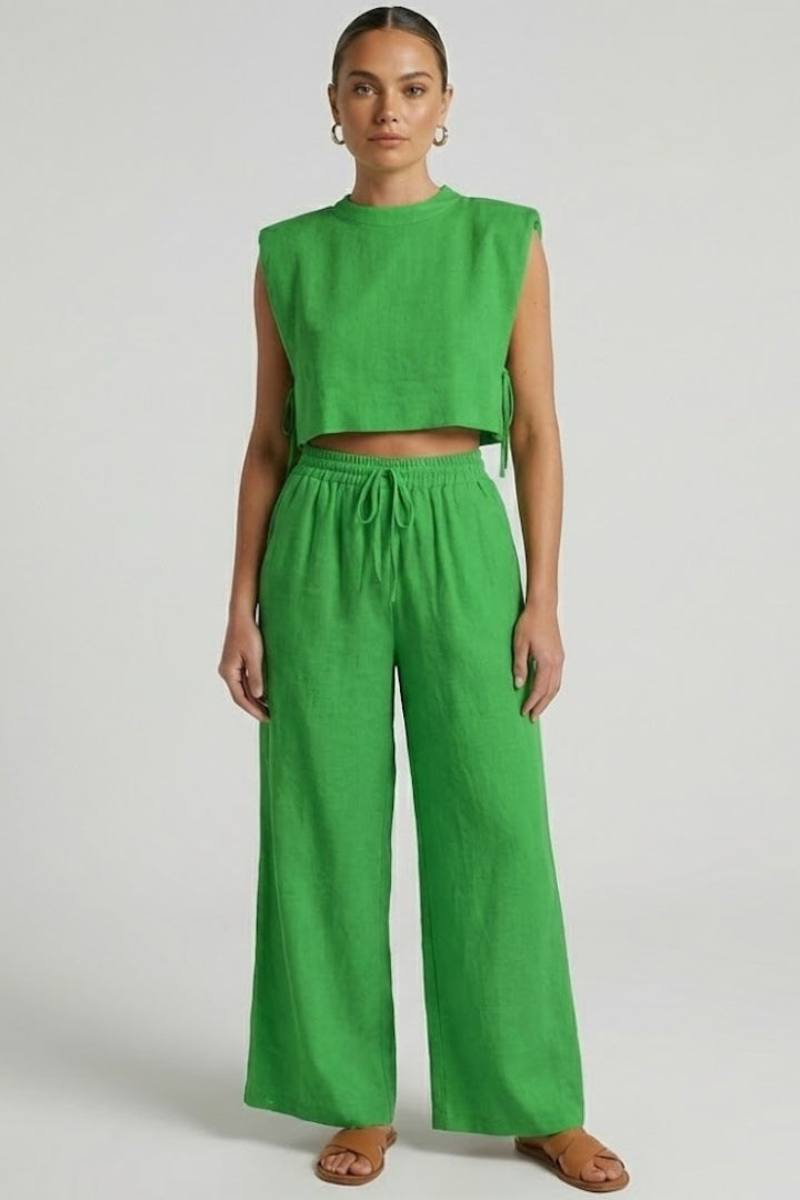 Nova | Women's Sleeveless Top Wide Leg Pants Two-Piece Set