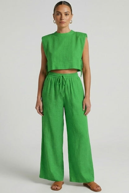 Nova | Women's Sleeveless Top Wide Leg Pants Two-Piece Set