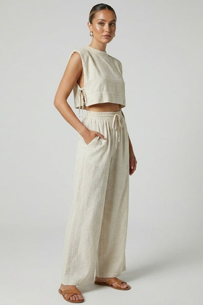 Nova | Women's Sleeveless Top Wide Leg Pants Two-Piece Set