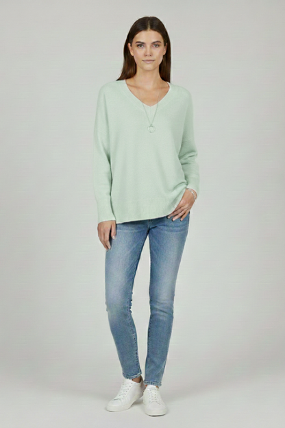 Isla | Women's V-Neck Dropped Shoulder Straight Hem Sweater