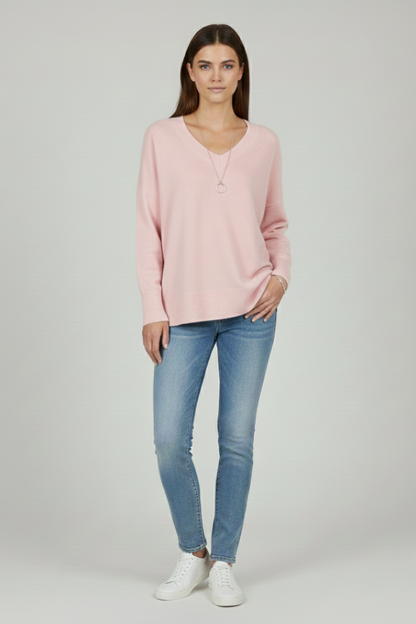 Isla | Women's V-Neck Dropped Shoulder Straight Hem Sweater