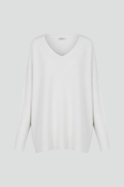 Isla | Women's V-Neck Dropped Shoulder Straight Hem Sweater